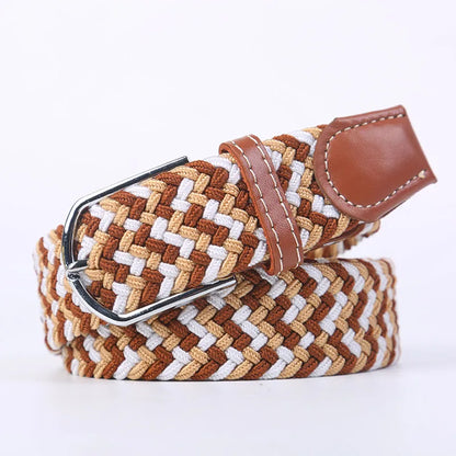 Unisex Stretch Jeans Belt - Casual Knitted Woven Canvas Pin Buckle - ZOOMNSTORE