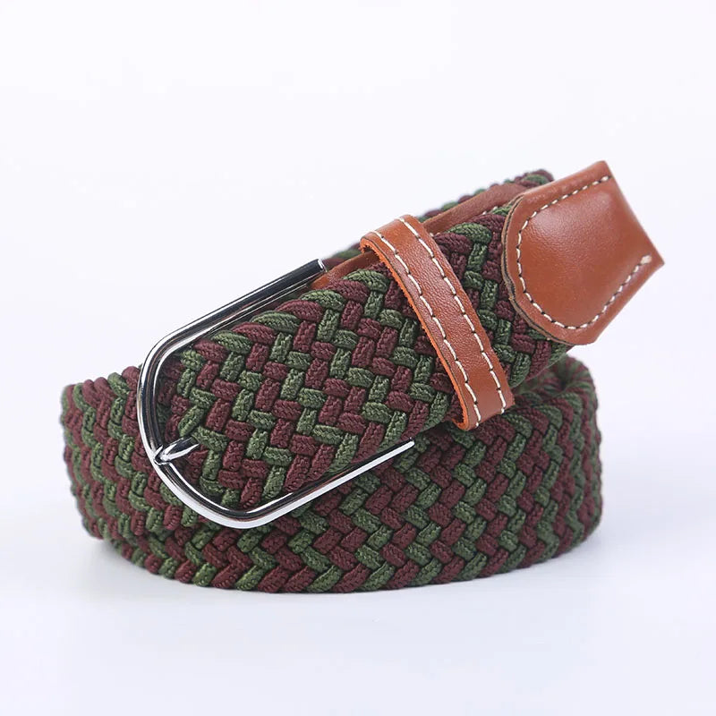 Unisex Stretch Jeans Belt - Casual Knitted Woven Canvas Pin Buckle - ZOOMNSTORE