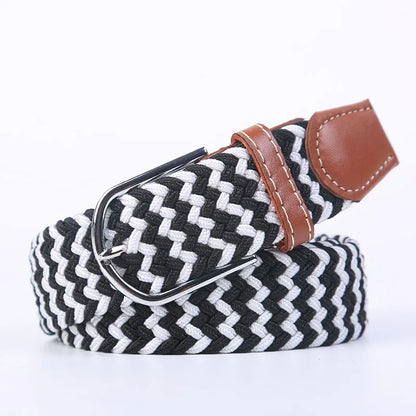 Unisex Stretch Jeans Belt - Casual Knitted Woven Canvas Pin Buckle - ZOOMNSTORE