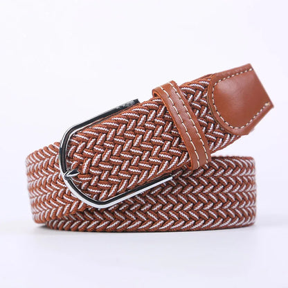 Unisex Stretch Jeans Belt - Casual Knitted Woven Canvas Pin Buckle - ZOOMNSTORE