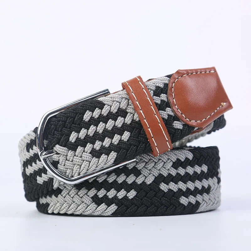 Unisex Stretch Jeans Belt - Casual Knitted Woven Canvas Pin Buckle - ZOOMNSTORE