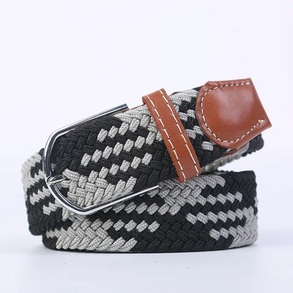 Unisex Stretch Jeans Belt - Casual Knitted Woven Canvas Pin Buckle - ZOOMNSTORE