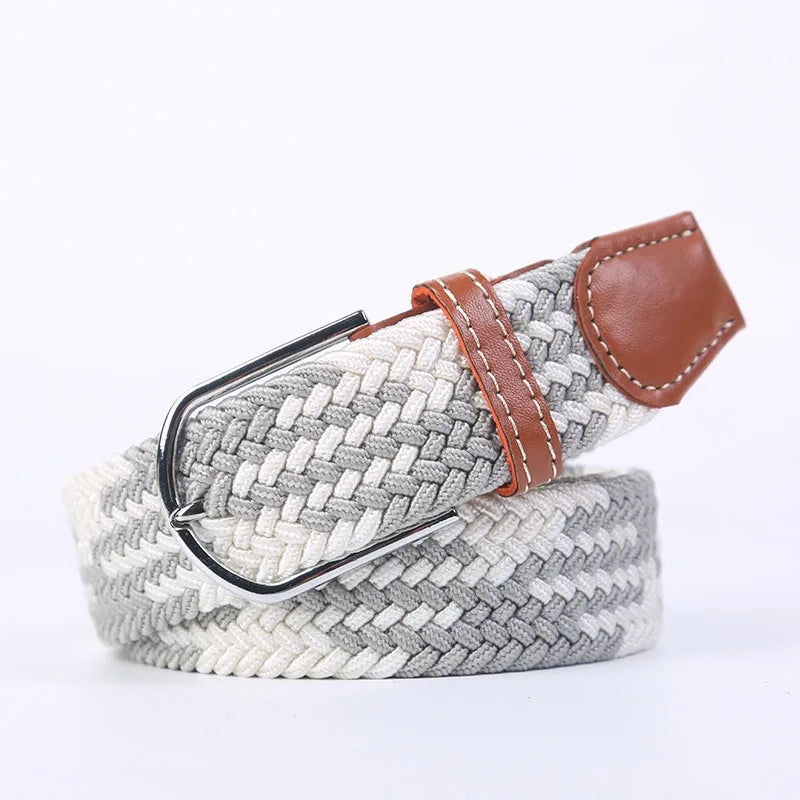 Unisex Stretch Jeans Belt - Casual Knitted Woven Canvas Pin Buckle - ZOOMNSTORE