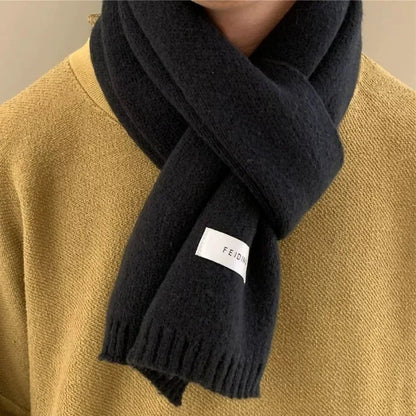 Unisex Winter Thermal Knitted Scarf - Warm Solid Color Neck Wrap - ZOOMNSTORE
