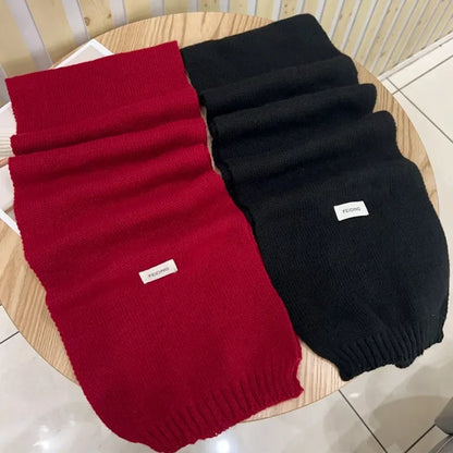 Unisex Winter Thermal Knitted Scarf - Warm Solid Color Neck Wrap - ZOOMNSTORE