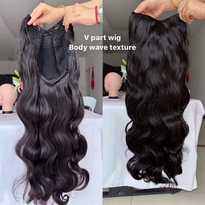 V Part Wigs - 100% Human Hair Body Wave Wig With 5x5 HD Lace Closure & Clip In Half Wig - ZOOMNSTORE