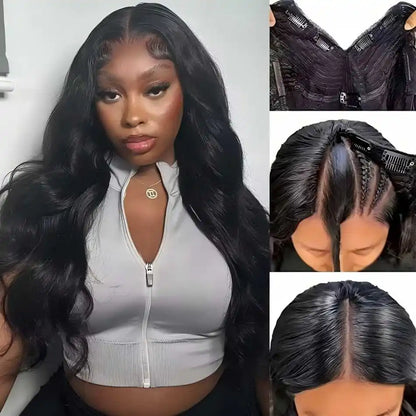 V Part Wigs - 100% Human Hair Body Wave Wig With 5x5 HD Lace Closure & Clip In Half Wig - ZOOMNSTORE
