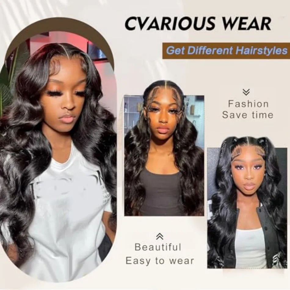 V Part Wigs - 100% Human Hair Body Wave Wig With 5x5 HD Lace Closure & Clip In Half Wig - ZOOMNSTORE
