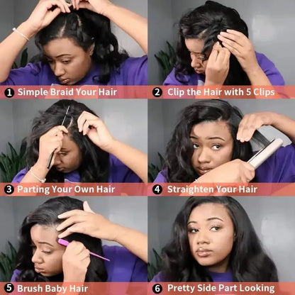 V Part Wigs - 100% Human Hair Body Wave Wig With 5x5 HD Lace Closure & Clip In Half Wig - ZOOMNSTORE