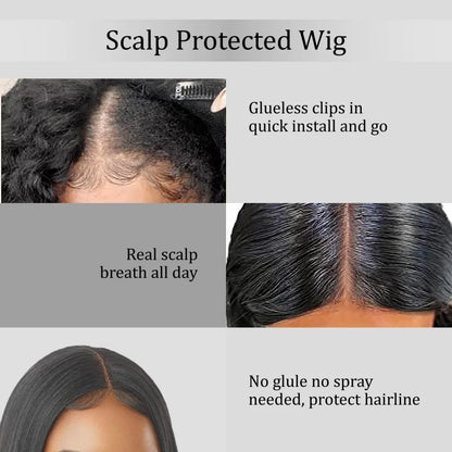 V Part Wigs - 100% Human Hair Body Wave Wig With 5x5 HD Lace Closure & Clip In Half Wig - ZOOMNSTORE