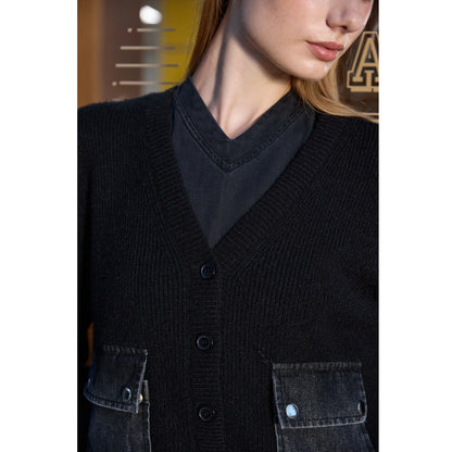 V-neck Denim Dress  Knitting Cardigan - Womens AutumnWinter Modal Shirt - ZOOMNSTORE