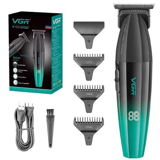 VGR 0mm Metal Electric Hair  Beard Trimmer - Rechargeable Clipper for Men - ZOOMNSTORE