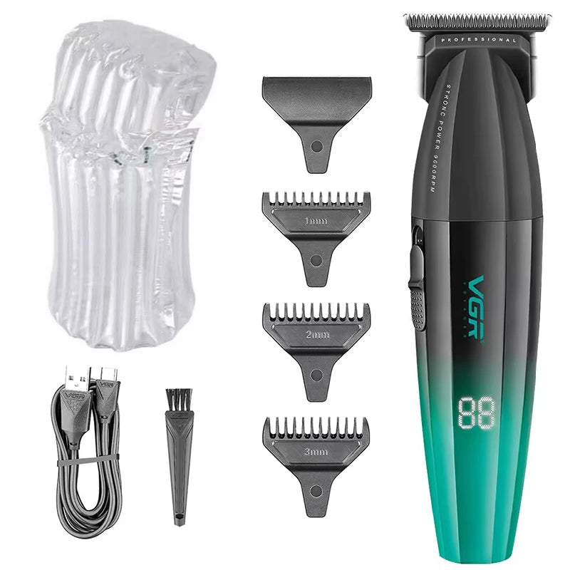 VGR 0mm Metal Electric Hair  Beard Trimmer - Rechargeable Clipper for Men - ZOOMNSTORE