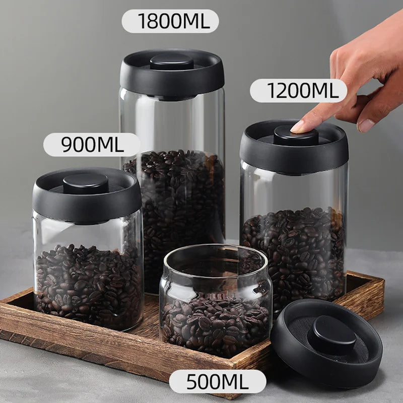 Vacuum Sealed Coffee Jar - Airtight Glass Container For Coffee Bean Storage - ZOOMNSTORE