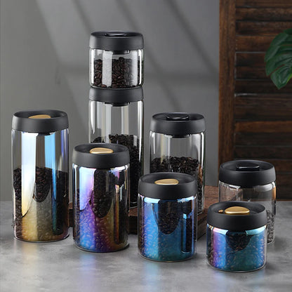 Vacuum Sealed Coffee Jar - Airtight Glass Container For Coffee Bean Storage - ZOOMNSTORE