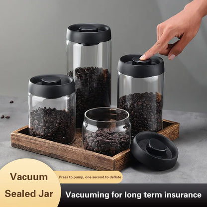 Vacuum Sealed Coffee Jar - Airtight Glass Container For Coffee Bean Storage - ZOOMNSTORE