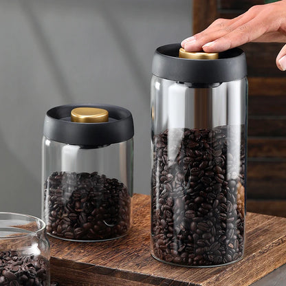 Vacuum Sealed Coffee Jar - Airtight Glass Container For Coffee Bean Storage - ZOOMNSTORE