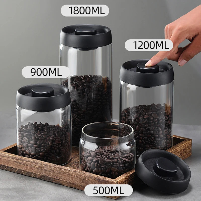 Vacuum Sealed Coffee Jar - Airtight Glass Container For Coffee Bean Storage - ZOOMNSTORE
