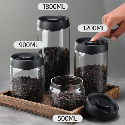 Vacuum Sealed Coffee Jar - Airtight Glass Container For Coffee Bean Storage - ZOOMNSTORE