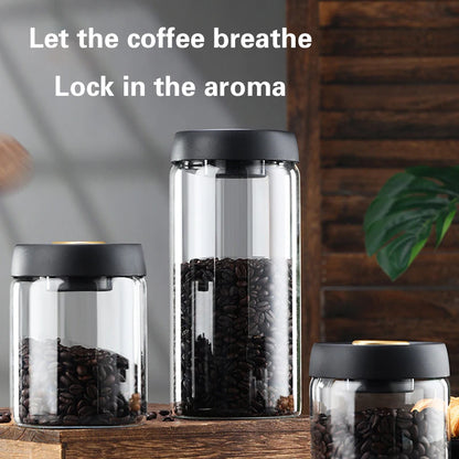 Vacuum Sealed Coffee Jar - Airtight Glass Container For Coffee Bean Storage - ZOOMNSTORE