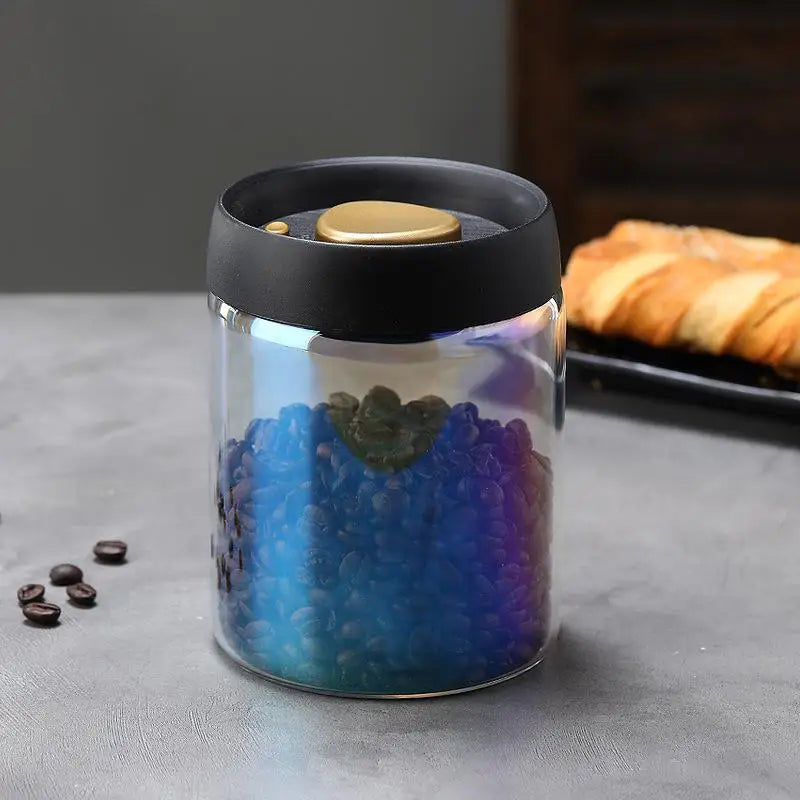 Vacuum Sealed Coffee Jar - Airtight Glass Container For Coffee Bean Storage - ZOOMNSTORE