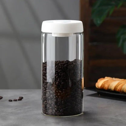 Vacuum Sealed Coffee Jar - Airtight Glass Container For Coffee Bean Storage - ZOOMNSTORE