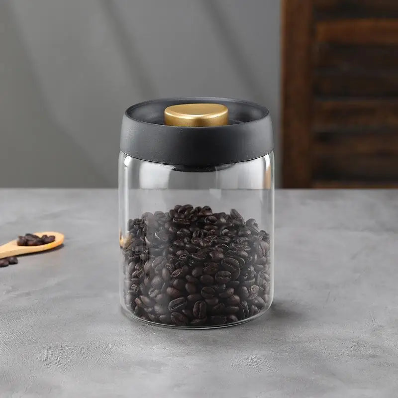 Vacuum Sealed Coffee Jar - Airtight Glass Container For Coffee Bean Storage - ZOOMNSTORE