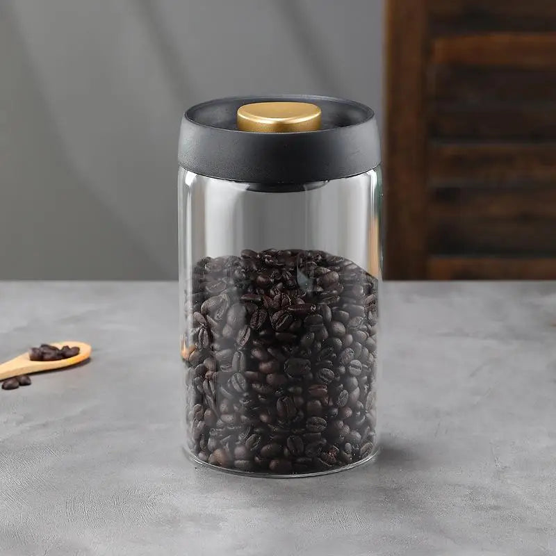 Vacuum Sealed Coffee Jar - Airtight Glass Container For Coffee Bean Storage - ZOOMNSTORE