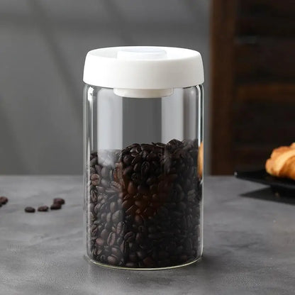 Vacuum Sealed Coffee Jar - Airtight Glass Container For Coffee Bean Storage - ZOOMNSTORE