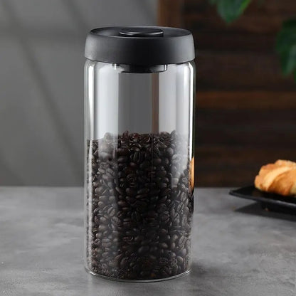 Vacuum Sealed Coffee Jar - Airtight Glass Container For Coffee Bean Storage - ZOOMNSTORE
