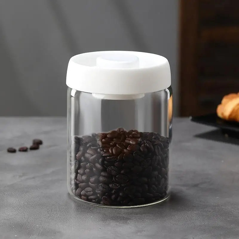 Vacuum Sealed Coffee Jar - Airtight Glass Container For Coffee Bean Storage - ZOOMNSTORE