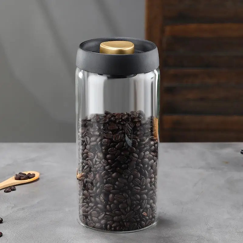 Vacuum Sealed Coffee Jar - Airtight Glass Container For Coffee Bean Storage - ZOOMNSTORE