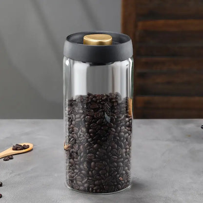 Vacuum Sealed Coffee Jar - Airtight Glass Container For Coffee Bean Storage - ZOOMNSTORE
