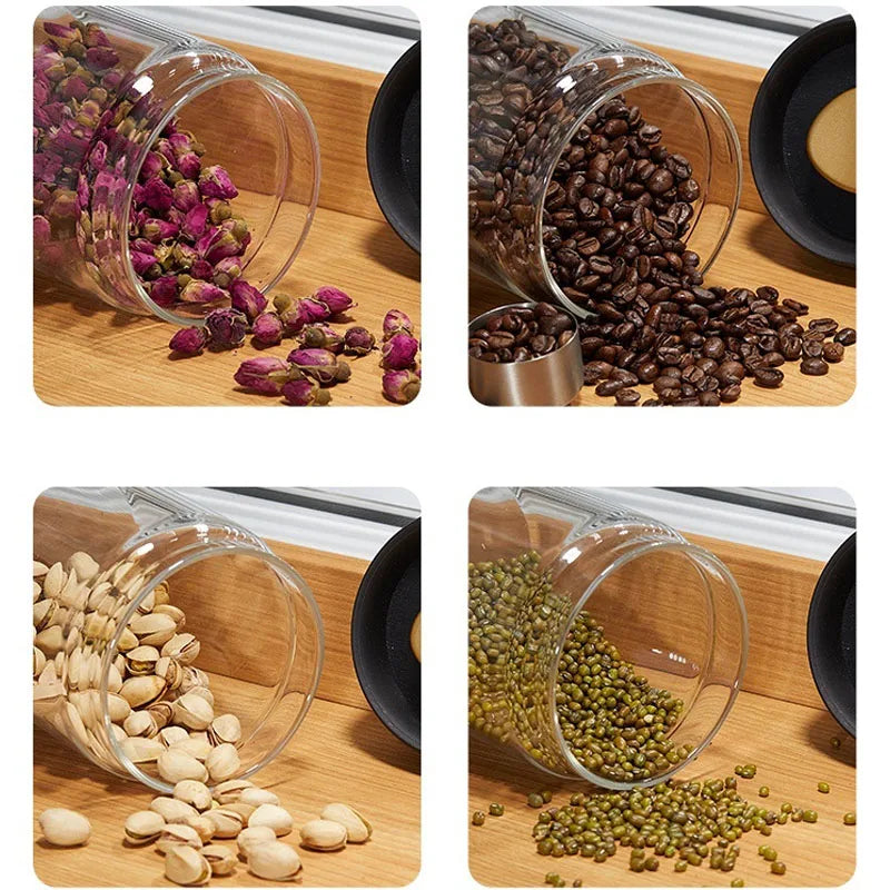 Coffee beans vacuum sealed jar transparent glass food storage jar household moisture-proof airtight container Coffee Storage - ZOOMNSTORE