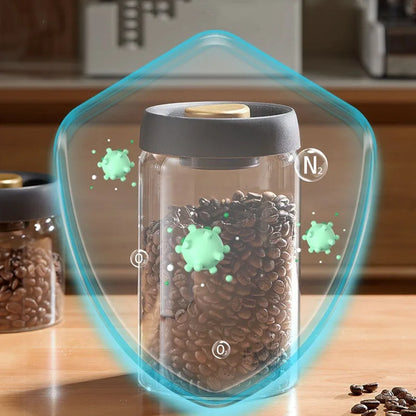Coffee beans vacuum sealed jar transparent glass food storage jar household moisture-proof airtight container Coffee Storage - ZOOMNSTORE