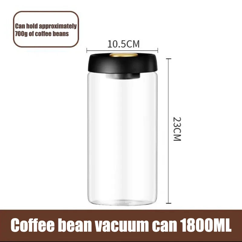 Coffee beans vacuum sealed jar transparent glass food storage jar household moisture-proof airtight container Coffee Storage - ZOOMNSTORE
