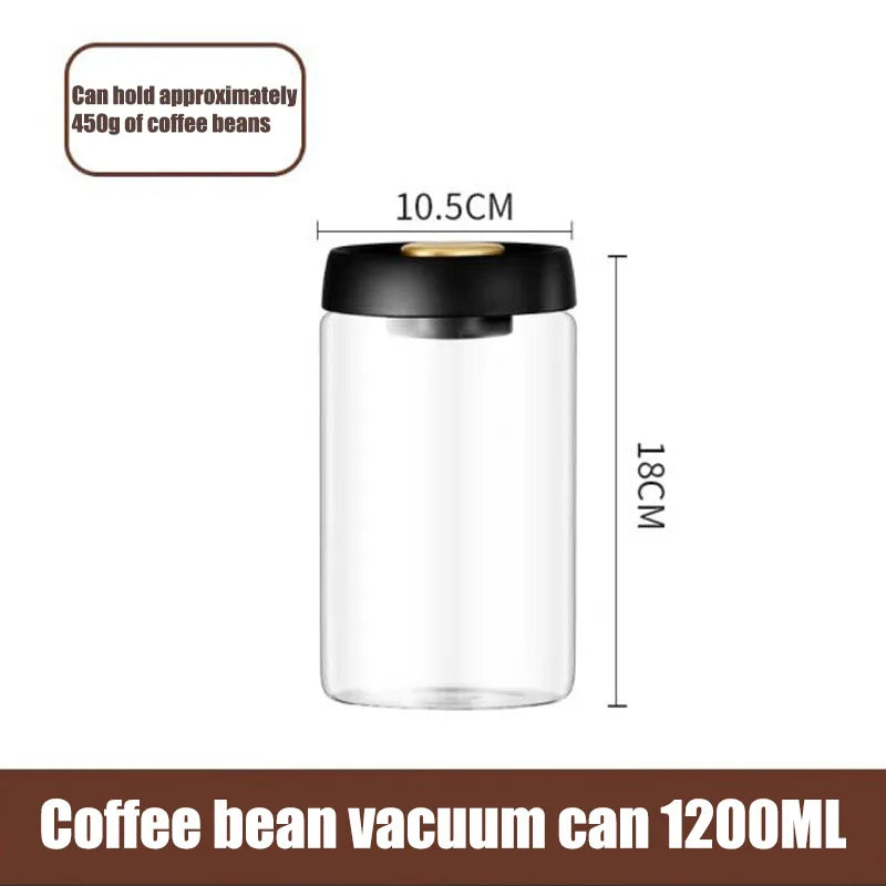 Coffee beans vacuum sealed jar transparent glass food storage jar household moisture-proof airtight container Coffee Storage - ZOOMNSTORE