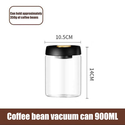 Coffee beans vacuum sealed jar transparent glass food storage jar household moisture-proof airtight container Coffee Storage - ZOOMNSTORE