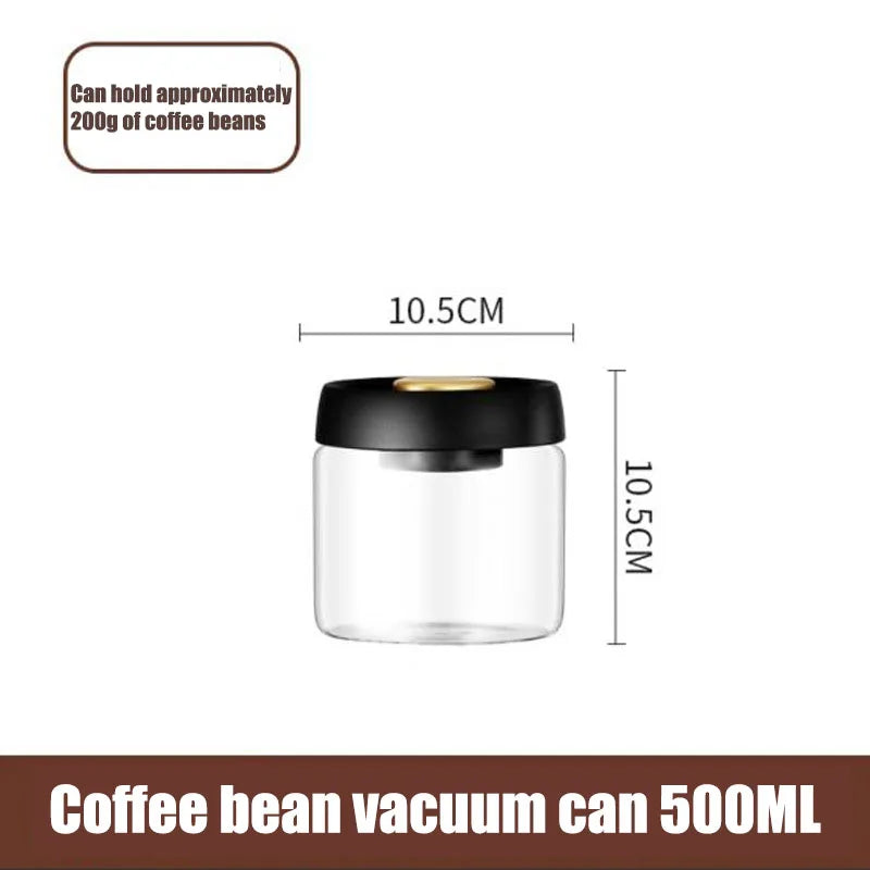 Coffee beans vacuum sealed jar transparent glass food storage jar household moisture-proof airtight container Coffee Storage - ZOOMNSTORE