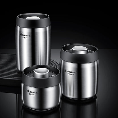 Vacuum sealed tank Coffee bean storage tank Household 304 stainless steel food storage Jars moisture-proof sealed container - ZOOMNSTORE