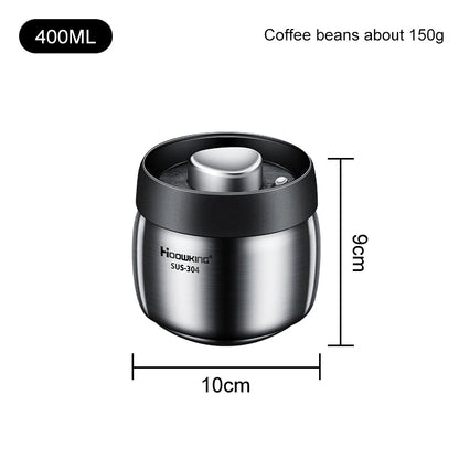 Vacuum sealed tank Coffee bean storage tank Household 304 stainless steel food storage Jars moisture-proof sealed container - ZOOMNSTORE