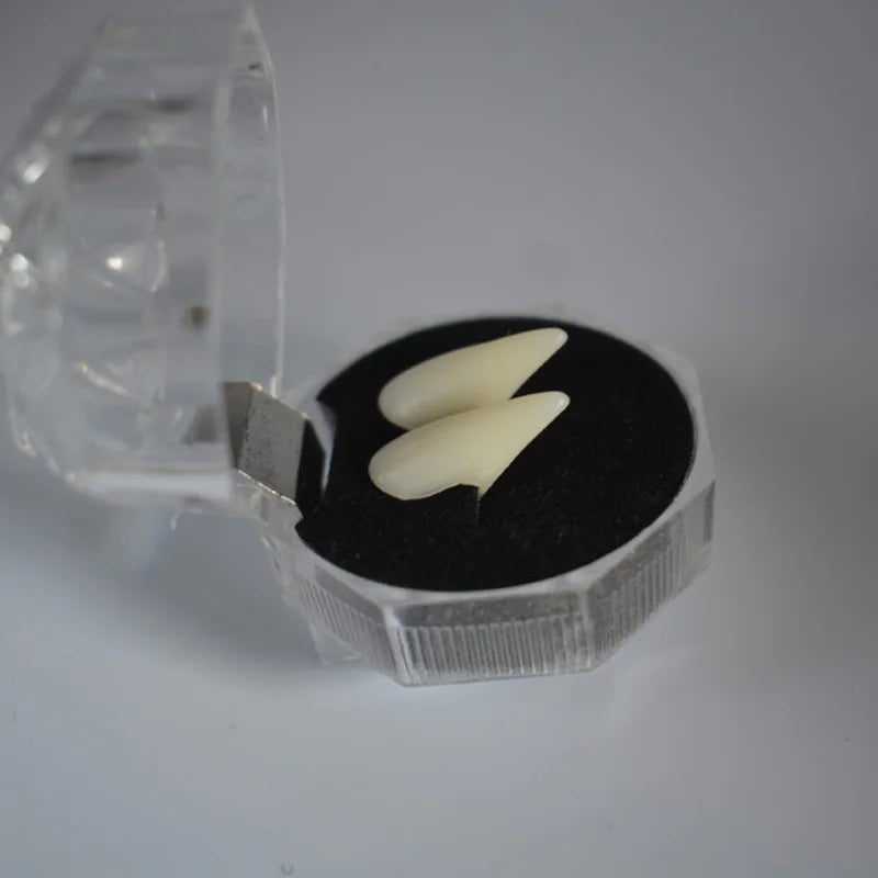 Vampire Fangs Dentures - Halloween Costume Props with Adhesive - ZOOMNSTORE