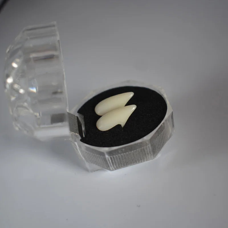 Vampire Fangs Dentures - Halloween Costume Props with Adhesive - ZOOMNSTORE