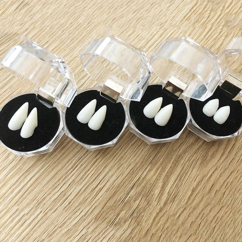 Vampire Fangs Dentures - Halloween Costume Props with Adhesive - ZOOMNSTORE