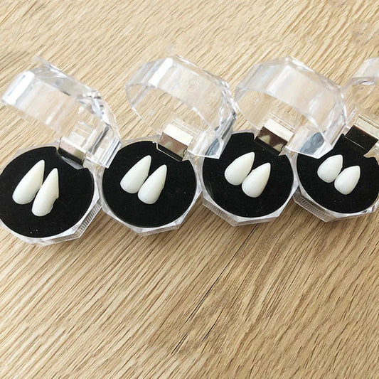 Vampire Fangs Dentures - Halloween Costume Props with Adhesive - ZOOMNSTORE