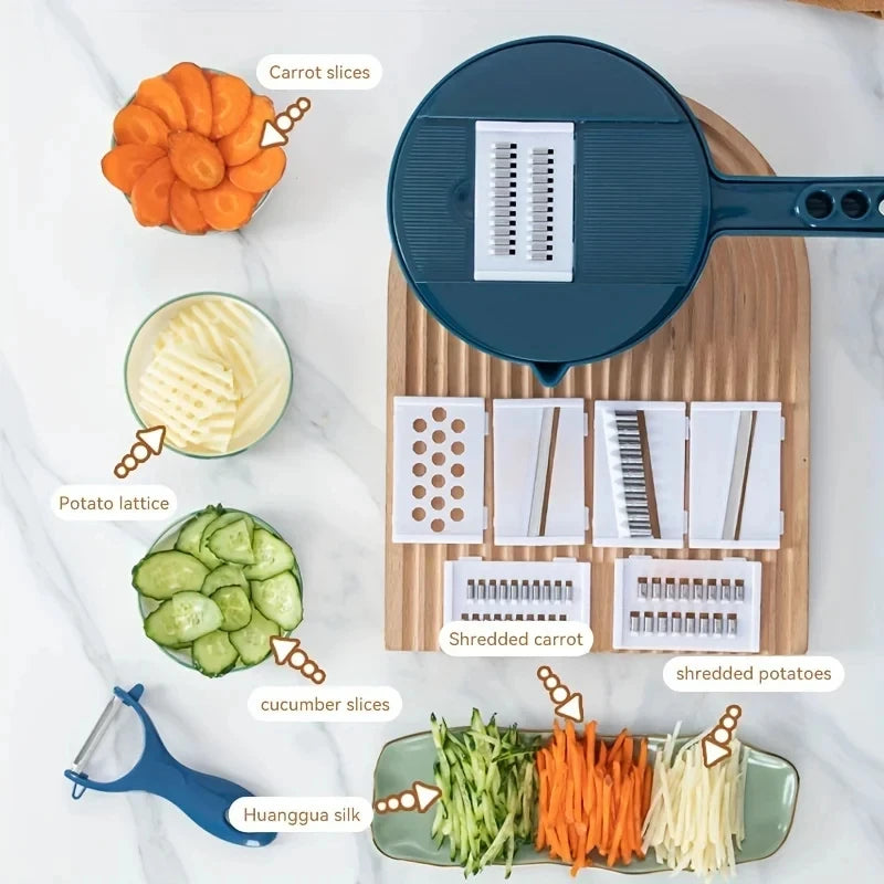 Multi-Functional Vegetable Cutter - 9 in 1 Manual Slicer and Grater Tool - ZOOMNSTORE