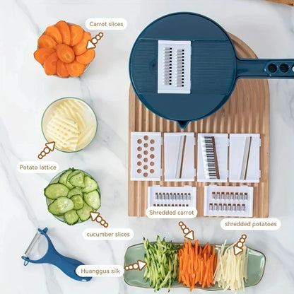 Multi-Functional Vegetable Cutter - 9 in 1 Manual Slicer and Grater Tool - ZOOMNSTORE