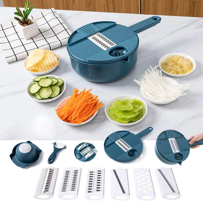 Multi-Functional Vegetable Cutter - 9 in 1 Manual Slicer and Grater Tool - ZOOMNSTORE