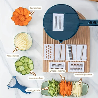 Multi-Functional Vegetable Cutter - 9 in 1 Manual Slicer and Grater Tool - ZOOMNSTORE