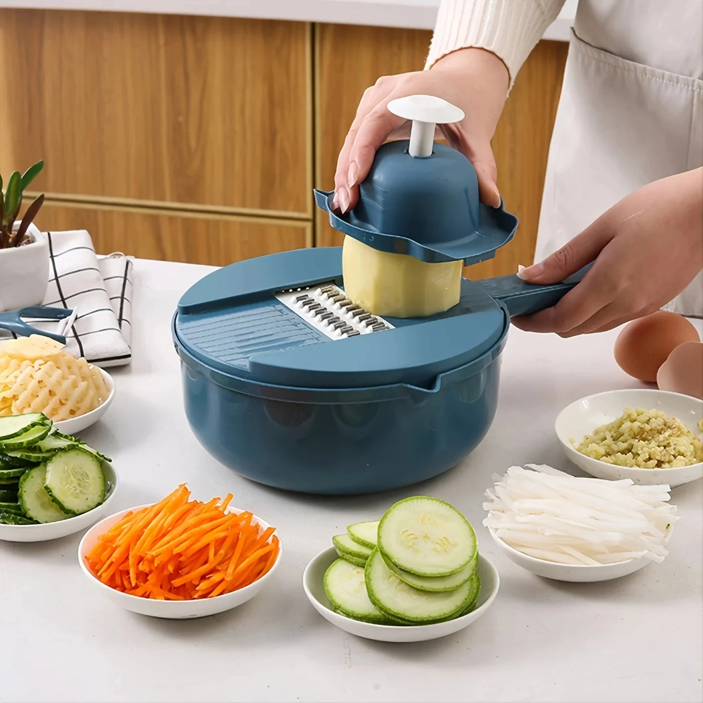 Multi-Functional Vegetable Cutter - 9 in 1 Manual Slicer and Grater Tool - ZOOMNSTORE